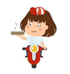 Cartoon Cute Girl Riding Scooterdelivery Food