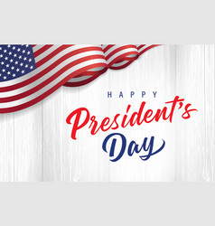 Happy Presidents Day Lettering With Flag Usa