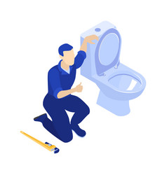 Isometric Plumber Toilet Composition