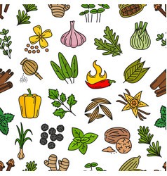 Spice Herbs And Seasonings Seamless Pattern