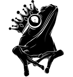 Black Silhouette Of Frog King Cartoon