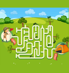 Maze Game Template In Camping Theme For Kids