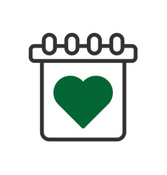 Calendar Love Icon Duotone Grey Green Style