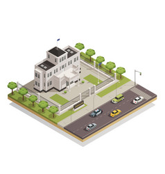 Government Building Area Isometric Composition