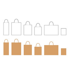 Set Of Shopping Paper Bag Tote Silhouette Fashion