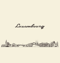 Luxembourg Big Skyline City Drawn Sketch