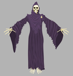 Old Bony Death In A Purple Robe With A Skeleton