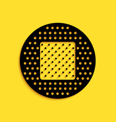 Black Bandage Plaster Icon Isolated On Yellow