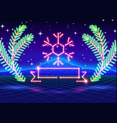 Christmas Card With 80s Neon Snowflake