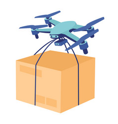 Drone With Box Delivery Semi Flat Color Item