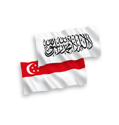 Flags Of Taliban And Singapore On A White