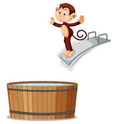 Monkey Jumping On Diving Board