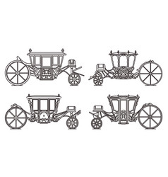 Outline Medieval Royal Carriage Icons Retro Coach