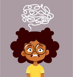 Stressed Little Girl Feeling Confused Cartoon