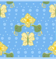 Blue Green And Yellow Leafy Repeat Pattern