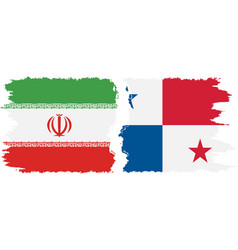 Panama And Iran Grunge Flags Connection