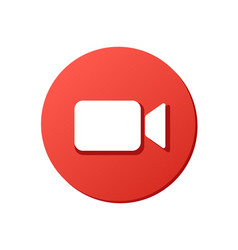 Video Camera Red Rounded Icon White Background