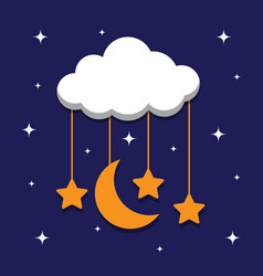 Cloud Moon And Stars Background