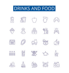 Drinks And Food Line Icons Signs Set Design