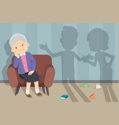 Sad Elderly Woman Sitting Sofa