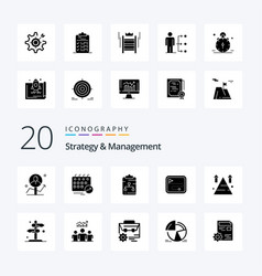 20 Strategy And Management Solid Glyph Icon Pack