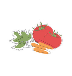 Continuous One Line Art Of Tomato And Carrot