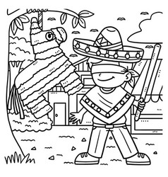 Cinco De Mayo Boy And Pinata Coloring Page