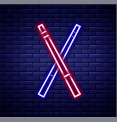 Glowing Neon Line Crossed Billiard Cues Icon