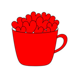 Red Cup Mug Full Of Heart Set Love Teacup