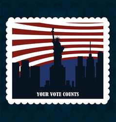 National City And Flag American Post Stamp