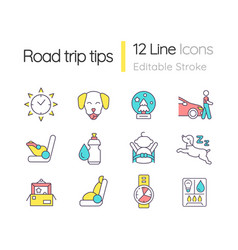 Road Trip Tips Rgb Color Icons Set