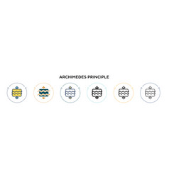 Archimedes Principle Icon In Filled Thin Line