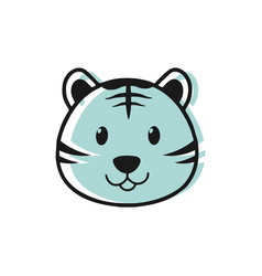 Cute Tiger Head Flat Icon Logo