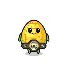 Mma Fighter Corn Mascot With A Belt