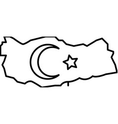 Turkey Country Map Flag Line Icon