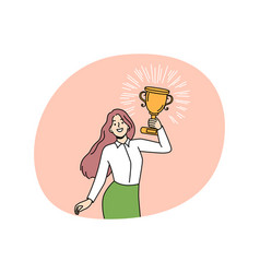 Woman With Trophy Celebrate Success