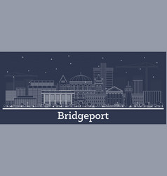 Outline Bridgeport Connecticut City Skyline