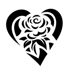 Tribal Tattoo Art With Rose In The Heart Shape