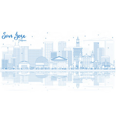 Outline San Jose California Skyline With Blue