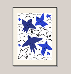 Abstract Bird Poster Set Matisse Art Style Random