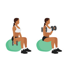 Swiss Ball Bicep Curls With Dumbbell