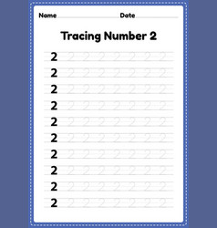 Tracing Number 2 Worksheet For Kindergarten