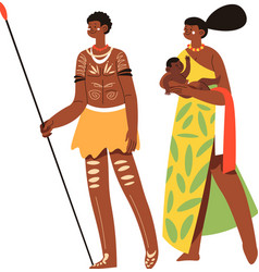 African Tribe Family Of Parents And Small Child