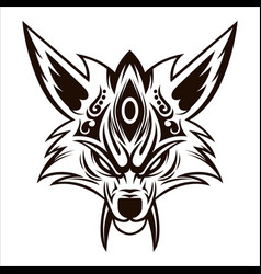 Kitsune Drawing Wolf Head Black