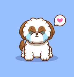 Cute Shih-tzu Puppy Crying Cartoon Icon