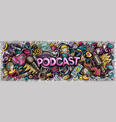 Podcast Doodle Cartoon Funny Banner