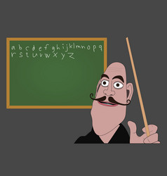 Bald Male Teacher With A Dalis Moustache Teaching