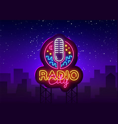 On air radio neon logo on air radio neon Vector Image