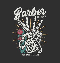 T Shirt Design Barber Get Faded With Skull Hand