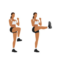 Woman Doing Front Kick Exercise Flat